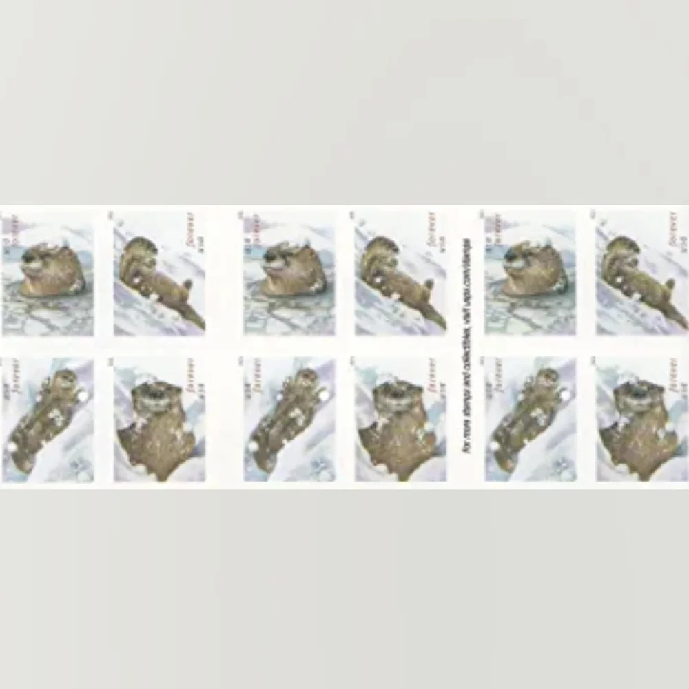 100 Otters in the Snow Forever Postage Stamps US‎ Postal USPS Christmas Animals